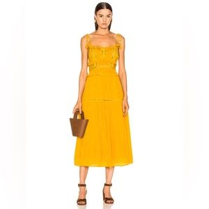 Sea NY Poppy Pintuck Sleeveless Dress Mustard